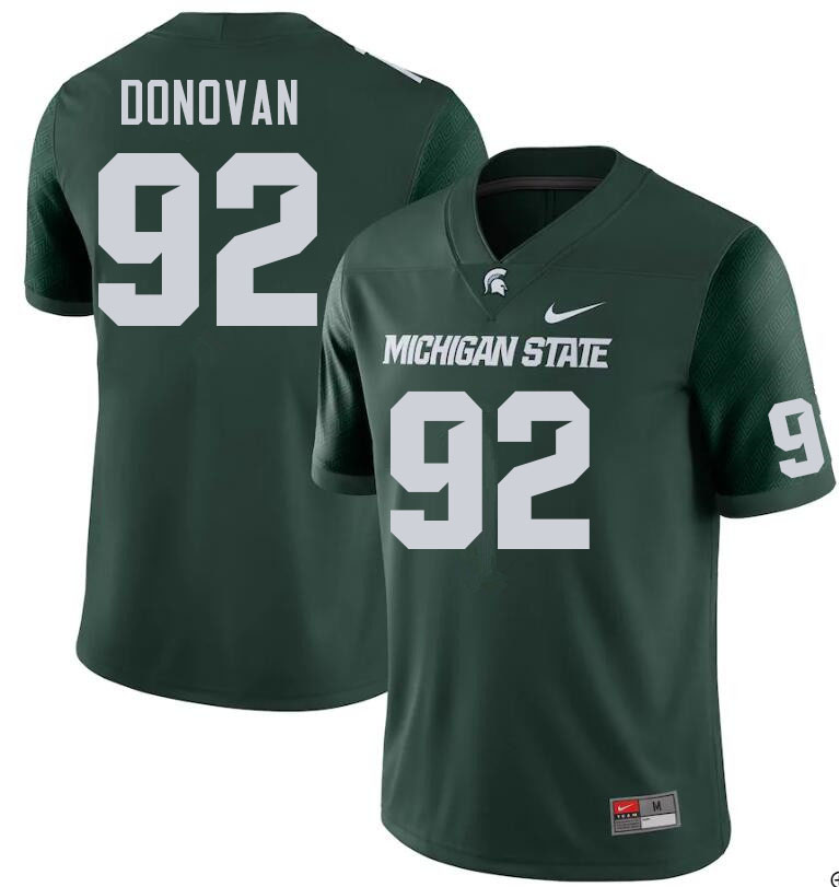 Men #92 Michael Donovan Michigan State Spartans College Football Jerseys Sale-Green